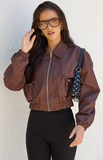 Bobbi Chocolate Collar Bomber Jacket Image