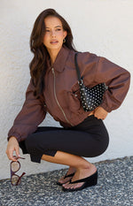 Bobbi Chocolate Collar Bomber Jacket Image