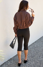 Bobbi Chocolate Collar Bomber Jacket Image