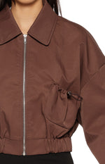 Bobbi Chocolate Collar Bomber Jacket Image