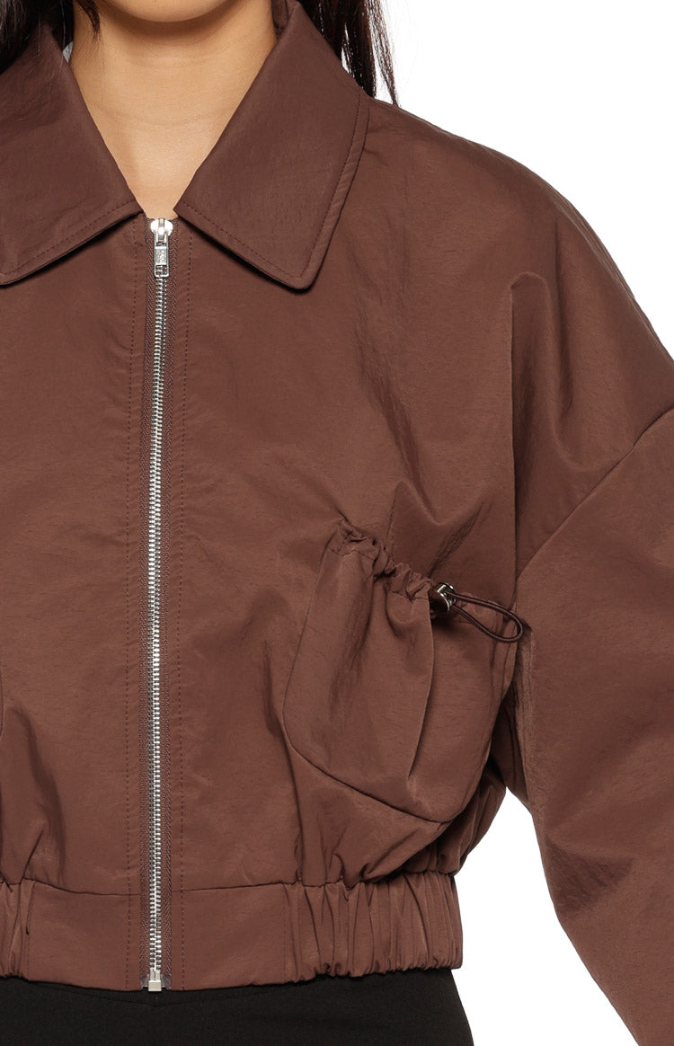 Bobbi Chocolate Collar Bomber Jacket Image