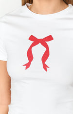 Bow White Baby Tee Image