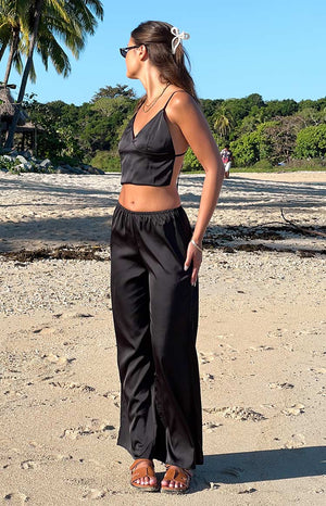 Bridget Black Satin Pants