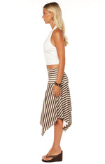 Brighton Brown Stripe Asymmetrical Midi Skirt - PRE ORDER Image