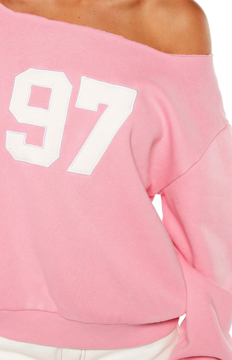 Buffie Pink Wash Off Shoulder Sweater Image