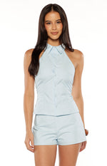 Caelan Blue Button Up Top Image