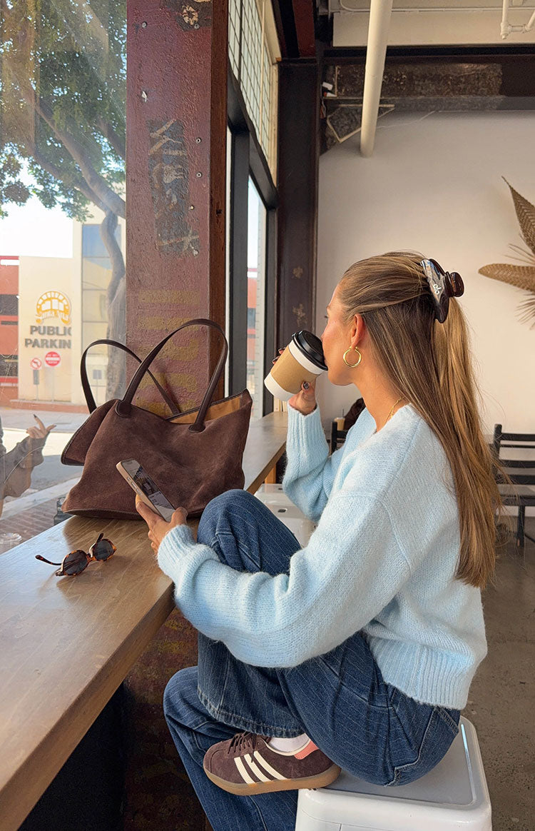 Calliope Pinstripe Mid Wash Mid Rise Slouchy Jeans Image