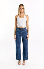 Calliope Pinstripe Mid Wash Mid Rise Slouchy Jeans Image