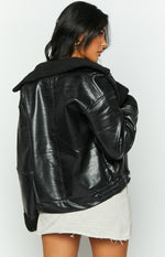 Caprani Black PU Shearling Jacket Image