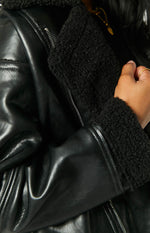 Caprani Black PU Shearling Jacket Image