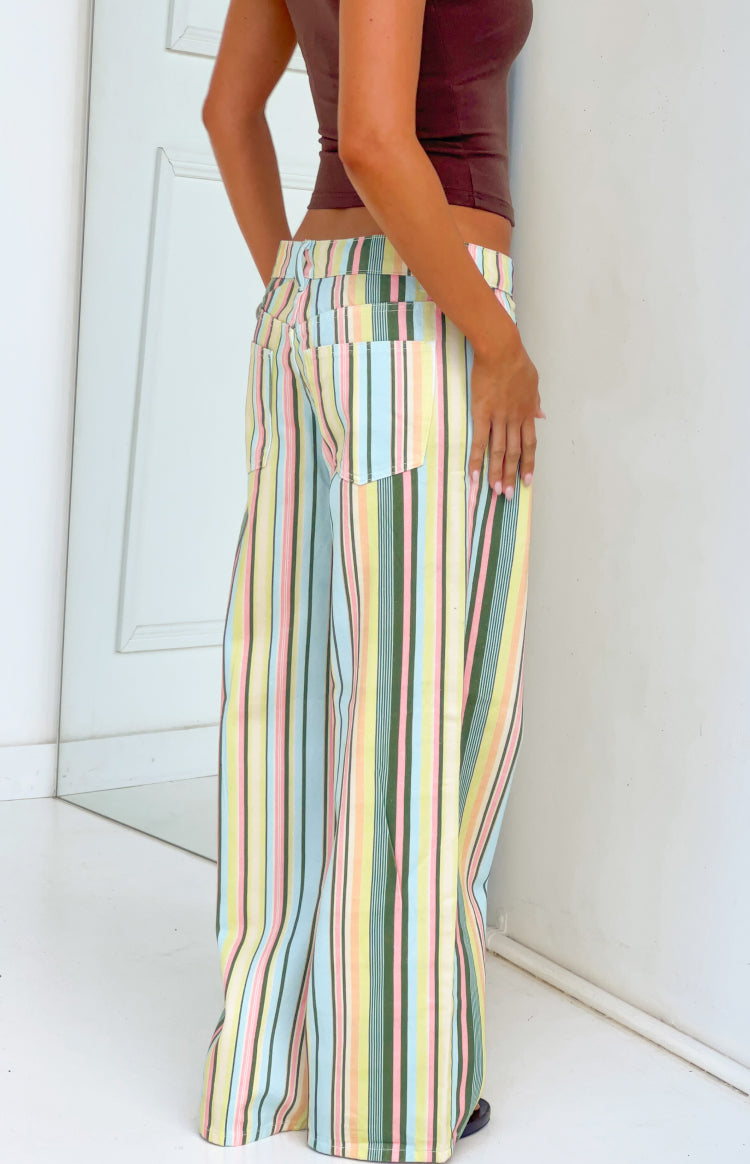 Carrie Multi Stripe Low Rise Jeans - PRE ORDER