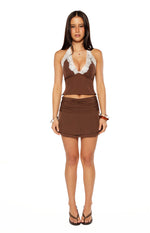 Casper Brown Polka Dot Halter Neck Top Image