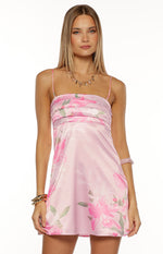 Chantell Pink and Green Floral Mini Dress Image