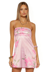 Chantell Pink and Green Floral Mini Dress Image