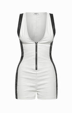 Chaos White Contrast Sleeveless Playsuit Image