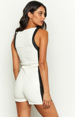 Chaos White Contrast Sleeveless Playsuit Image