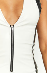 Chaos White Contrast Sleeveless Playsuit Image