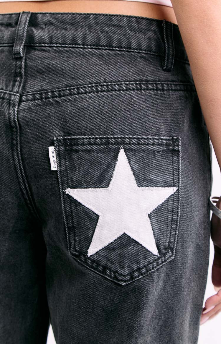 Charli Black Low Waist Baggy Leg Jeans Image