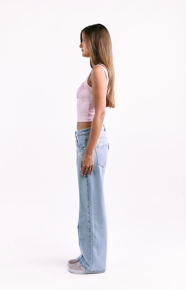 Charli Light Wash Low Waist Baggy Leg Jeans Image