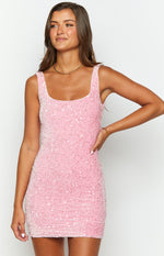 Charming Pink Sequin Mini Dress Image