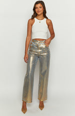 Chrome Cascade Gold Metallic Jeans Image