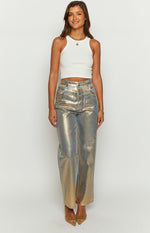 Chrome Cascade Gold Metallic Jeans Image