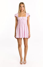 Clairo Light Pink Stripe Cap Sleeve Mini Dress Image