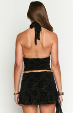 Clancy Black Velvet Crop Top Image