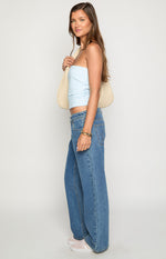 Clara Star Mid Wash Denim Low Rise Jeans Image