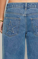 Clara Star Mid Wash Denim Low Rise Jeans Image