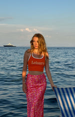 Claudi Orange And Pink Satin Maxi Skirt