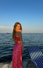 Claudi Orange And Pink Satin Maxi Skirt