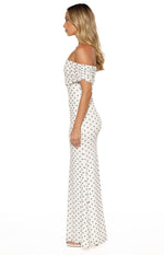 Cole White Polka Mesh Maxi Dress Image