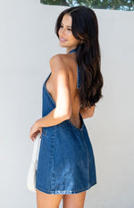 Corbin Denim Halter Neck Mini Dress Image