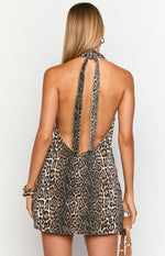 Corbin Leopard Halter Neck Mini Dress Image