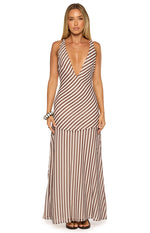 Cornell Brown Stripe Maxi Dress Image