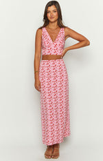 Dahlia Pink And Red Speckled Maxi Skirt Image