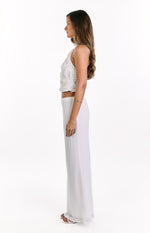 Daisie White Textured Halter Top Image