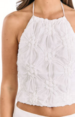 Daisie White Textured Halter Top Image