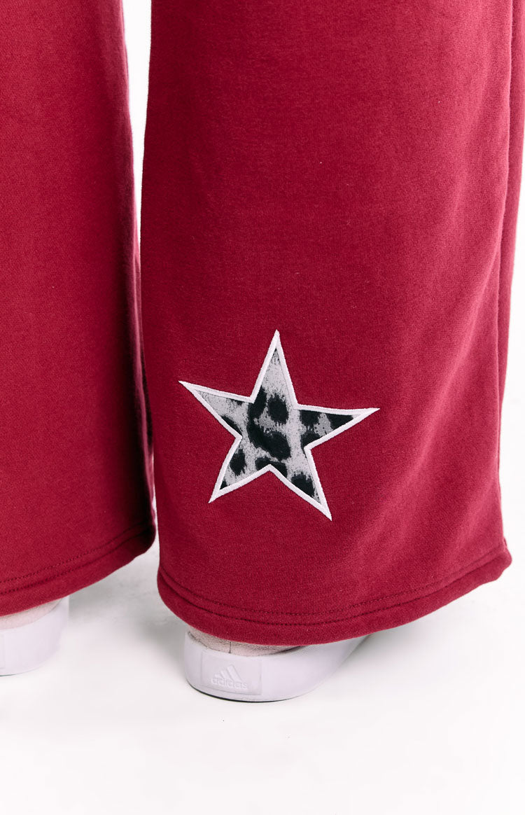 Dania Burgundy Leopard Star Track Pants Image