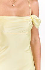 Danni Light Yellow Tie Off Shoulder Formal Maxi Dress Image