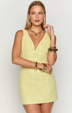Daphne Yellow Sequin Mini Dress Image