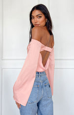 Darcie Pink Satin Long Sleeve Top Image