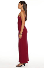 Del Mar Burgundy Crepe Formal Maxi Dress Image
