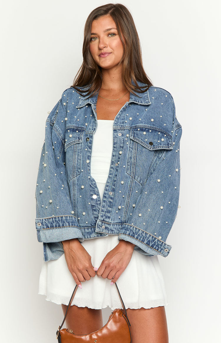 Denim Dazzle Pearl Mid Wash Denim Jacket Image