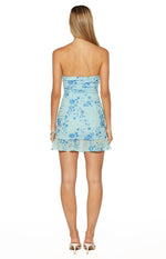 Denver Blue Strapless Beaded Party Mini Dress Image
