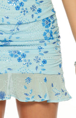 Denver Blue Strapless Beaded Party Mini Dress Image
