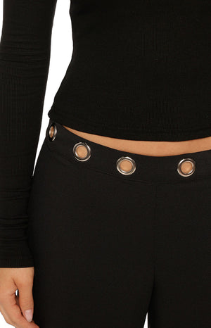 Devotion Black Eyelet Straight Leg Pants
