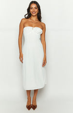 Dion White Strapless Midi Dress Image