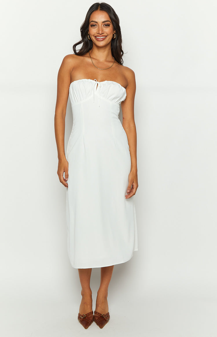 Dion White Strapless Midi Dress Image